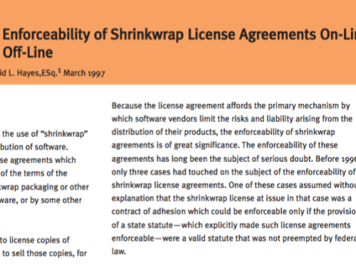 The Enforceability of Shrink-wrap License Agreements On-Line and Off-Line
